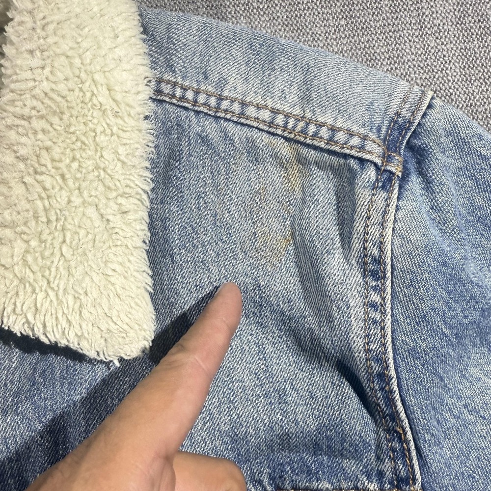 Levi's Sherpa Lined Denim Jacket Mens XL Blue Bomber Trucker Warm Coat - Picture 3 of 6